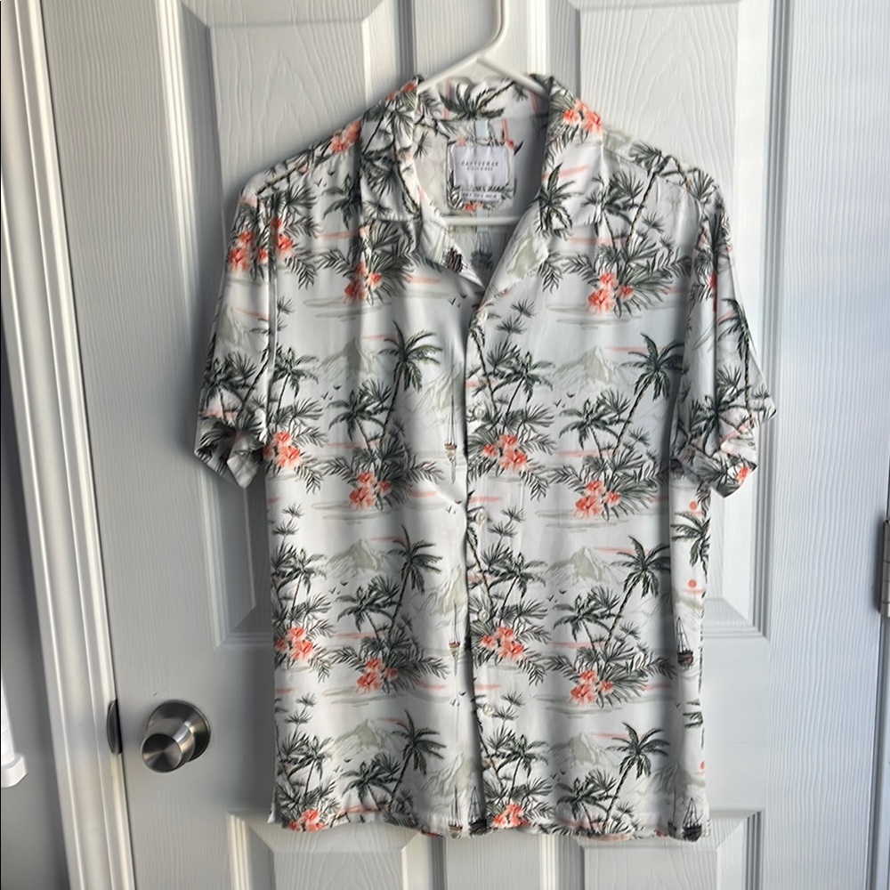 Cactusman Tropical Palm Print Men's Shirt Size Small